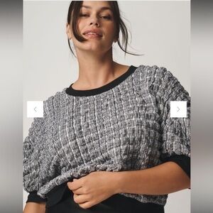 Maeve Puff-Sleeve Bubble Top Women's Black and Gray shirt M y2k cottagecore